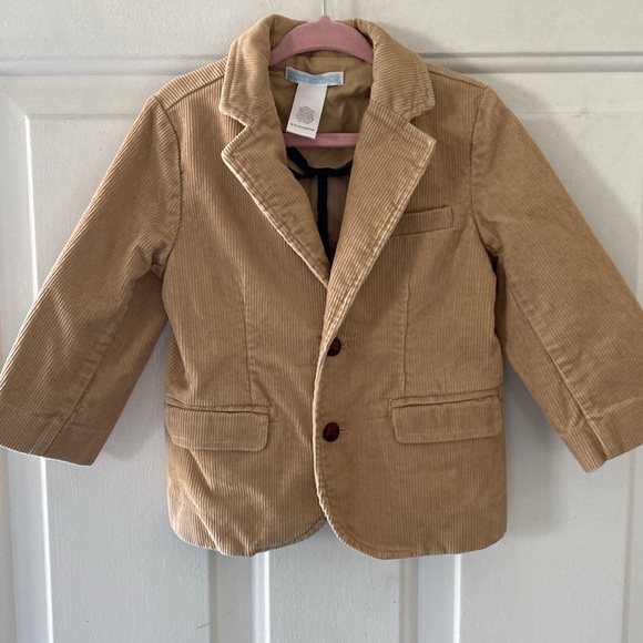Janie and Jack Tan Corduroy Blazer Brown Faux Leather Elbow Pads. 18-24 Months - Picture 3 of 10